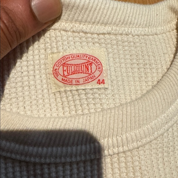 Fullcount 5964-22 - Heavyweight Waffle Long Sleeve T-Shirt Ecru - Picture 2 of 5